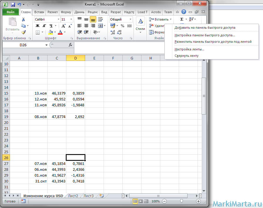 Excel горячая клавиша формат по образцу excel